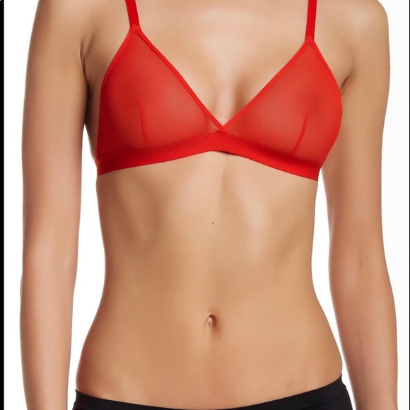 ❤️JOE’S JEANS SHEER MESH BRALETTE POPPY RED - Picture 4 of 6